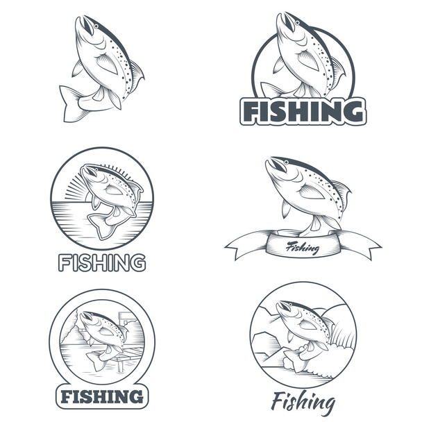 Set of trout banners - Vector, Image