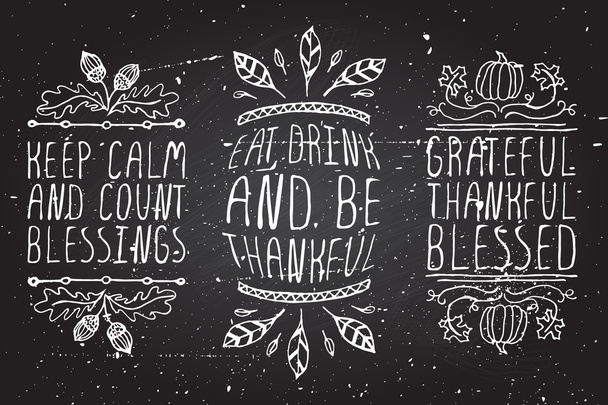 Ручные наброски типографских элементов для дизайна Дня благодарения
 - Вектор,изображение