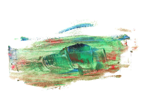 Photo vihreä grunge siveltimen aivohalvauksia öljymaali eristetty valkoisella taustalla
 - Valokuva, kuva