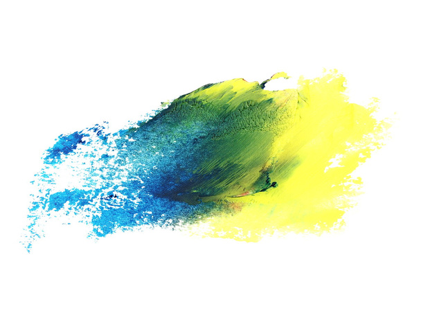 foto azul amarelo grunge pinceladas óleo pintura isolada no fundo branco
 - Foto, Imagem