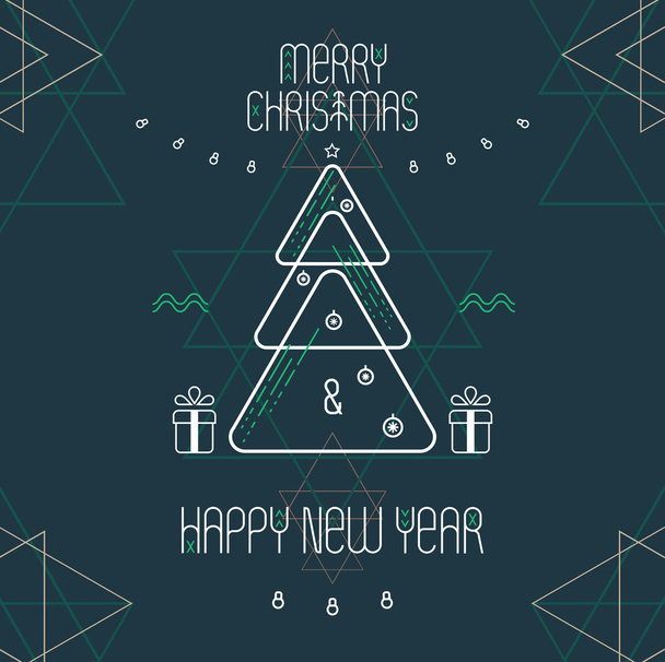 Stylized Christmas greeting card. - Vector, afbeelding
