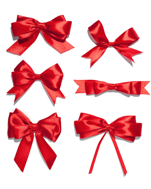 set of six red ribbon satin bows - Photo, Image