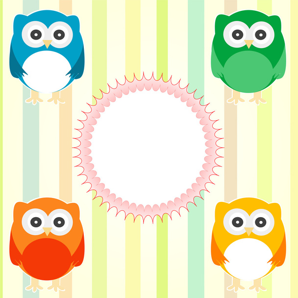 Vector cute owl card. Baby arrival announcement - Вектор,изображение