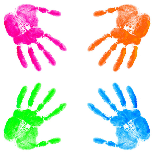 Impressão da mão no branco
 - Foto, Imagem