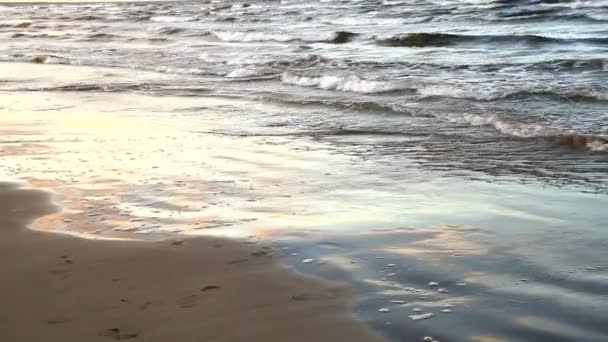 The waves of the Baltic Sea are rolled on a sandy beach. - Footage, Video