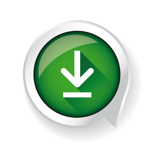 Stáhnout ikonu lesklý tlačítko zelené - Vektor, obrázek