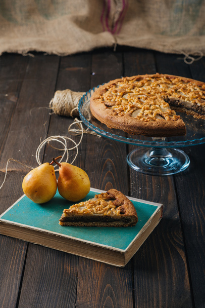 Pear tart with cocoa and hazelnuts - 写真・画像