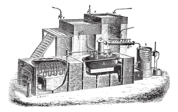 L'apparecchio olandese per la distillazione dell'acqua incisione vintage
 - Vettoriali, immagini