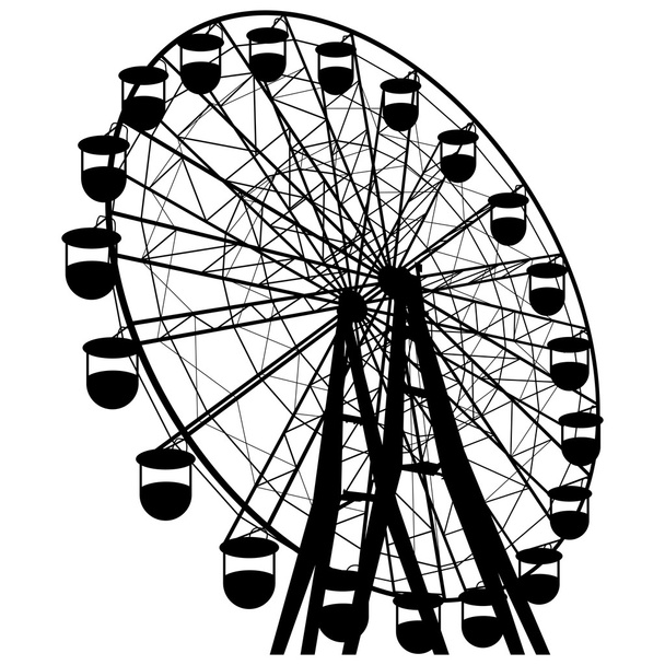 Silhouette atraktsion colorful ferris wheel. Vector illustration - Vector, Image