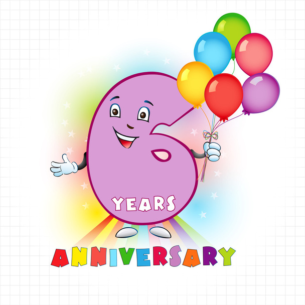 6 anniversary funny logo. - Vector, Image