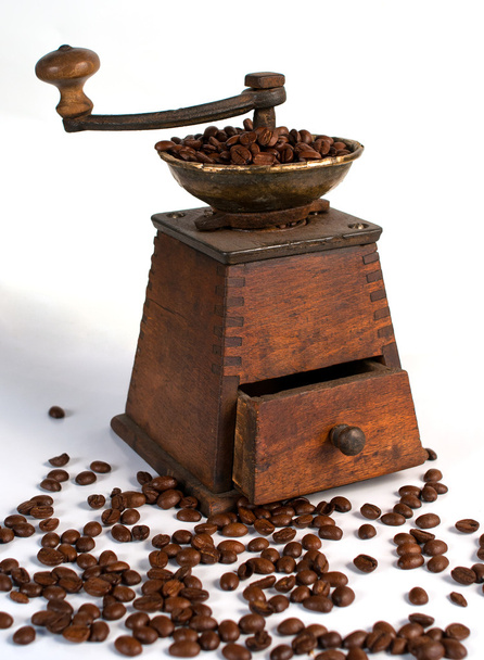 eski sürahi kahve değirmenleri ve kahve retro - Fotoğraf, Görsel