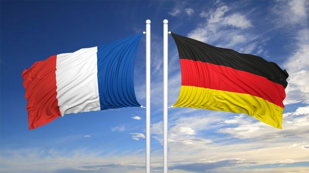 Флаги Франции и Германии против неба
 - Фото, изображение