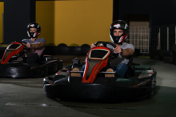 Group Of People Driving Go-Kart Karting Race - Φωτογραφία, εικόνα