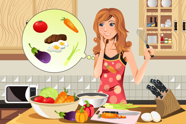 Cooking woman - Vector, Image