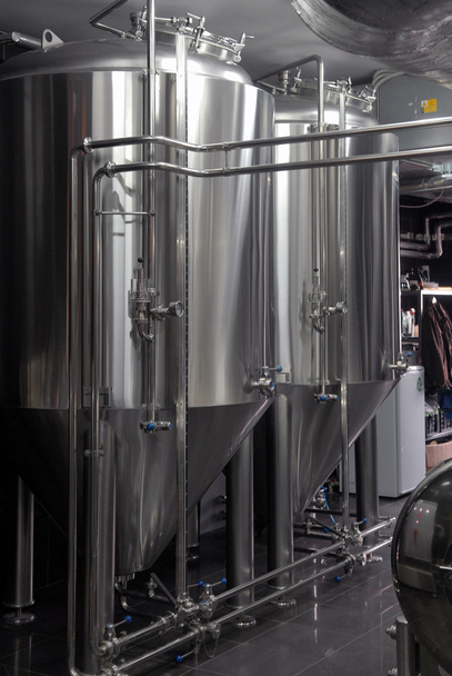 Row of tanks in microbrewery - Photo, image