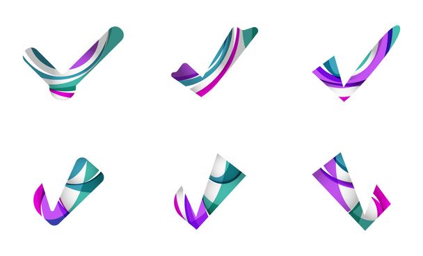 Set of abstract OK and tick icons - Vector, Image