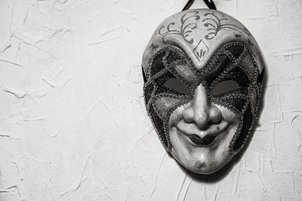 Sinister Joker mask. black and white - Photo, Image