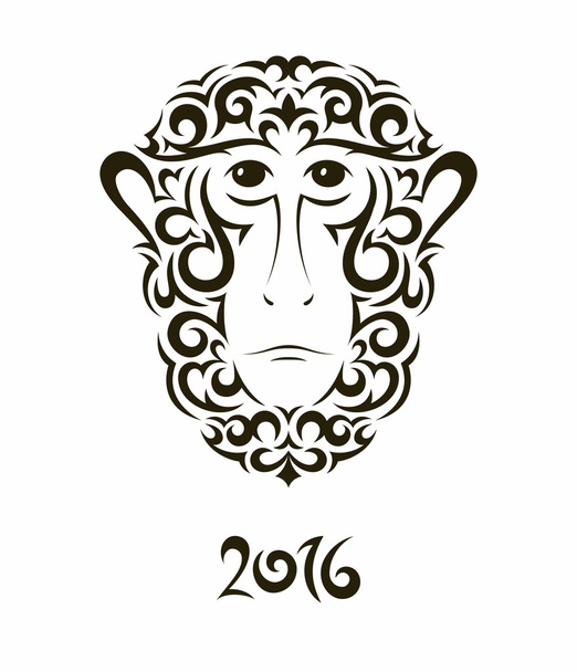 Greeting card with monkey - symbol of the New Year 2016. - Vektor, kép