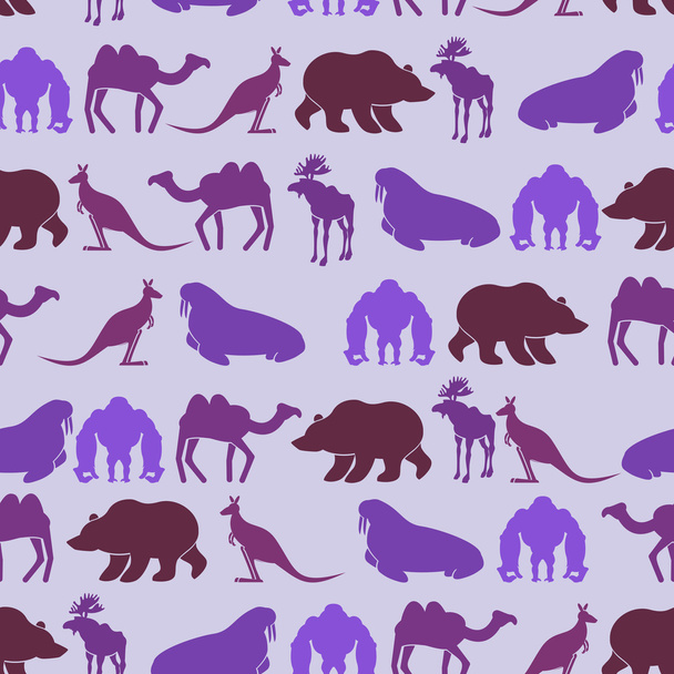 Zoo seamless Patten. Color background of wild beasts. Texture of - Vector, Image