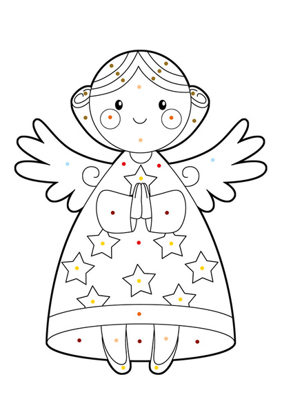 Coloring page - christmas angel - 写真・画像