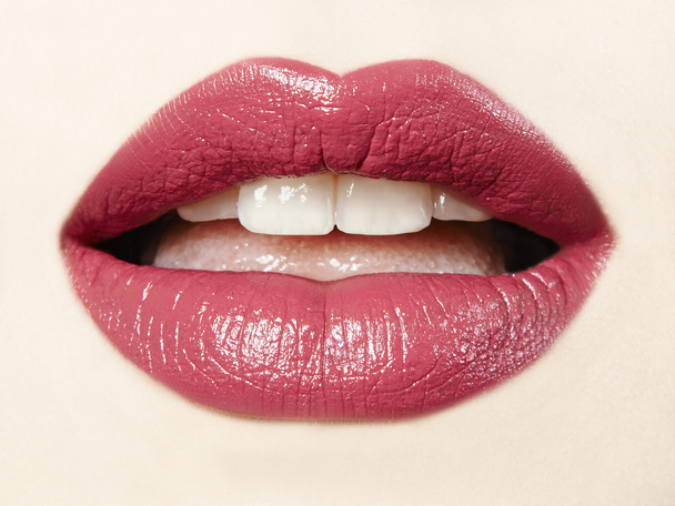 pink mouth with lipstick - Valokuva, kuva