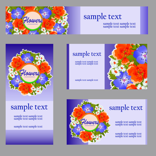 Set of four cards with floral pattern for your business - Vector, Image