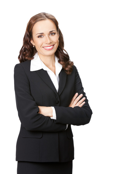 Happy smiling business woman, over white - Fotó, kép