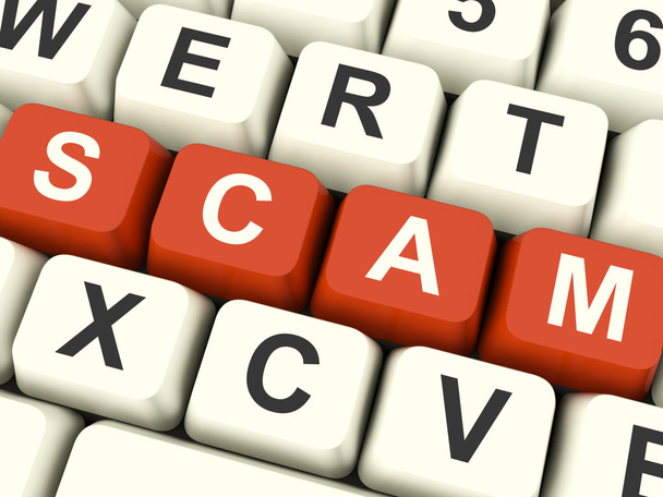 Scam computador chaves mostrando fraudes e fraude
 - Foto, Imagem