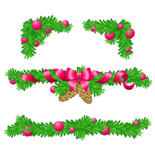 Quatro partes da decoração de Natal para áreas de retângulo
 - Vetor, Imagem