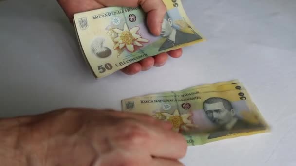 Romen 50 lei banknot sayma - Video, Çekim