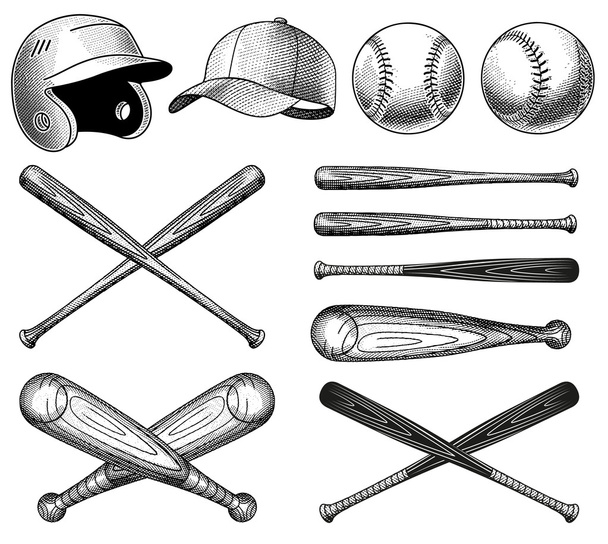 Vector Baseball Equipment illustrations - Vector, Image