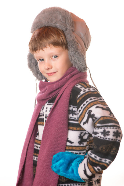 portrait of the boy in warm clothin - Fotó, kép