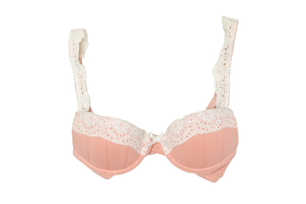 pink bra with lace isolated on white - Photo, Image
