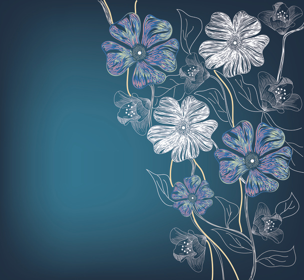 Художня композиція з різними видами намальованих вручну квітів
 - Вектор, зображення