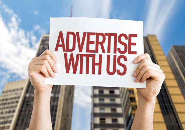 Advertise With Us placard - Foto, afbeelding