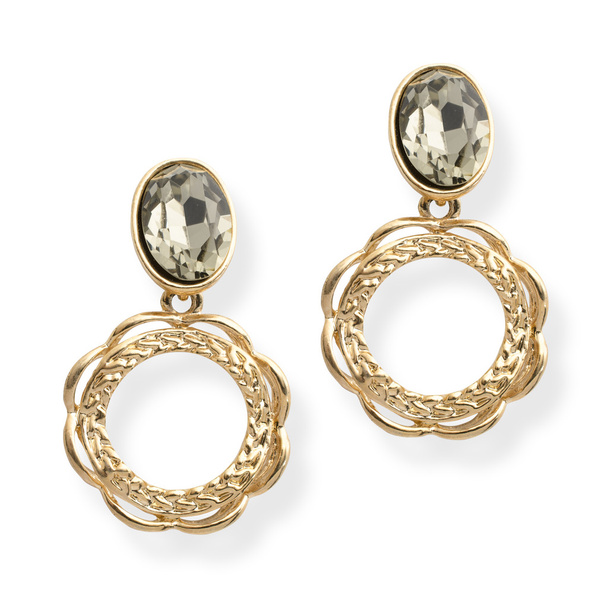 gold earrings with diamonds - Photo, Image