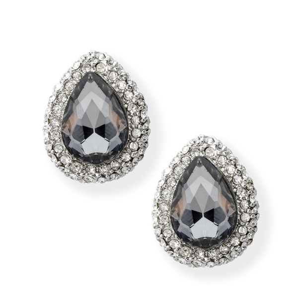 drop earrings with diamonds isolated on white - Fotó, kép