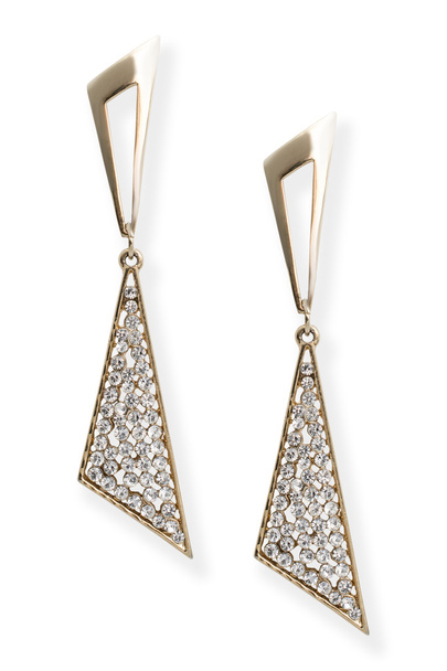boucles d'oreilles en or avec diamants isolés sur blanc
 - Photo, image