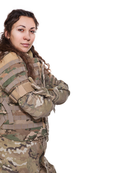 Beautiful army girl with rifle - Valokuva, kuva