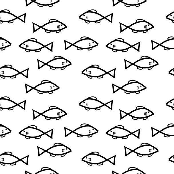 Fish seamless pattern on white. - Vector, afbeelding