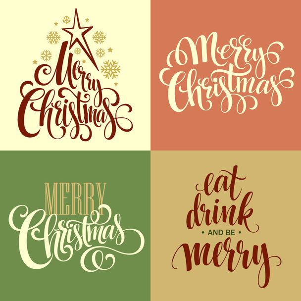 Merry Christmas Lettering Design Set. - Vector, Image