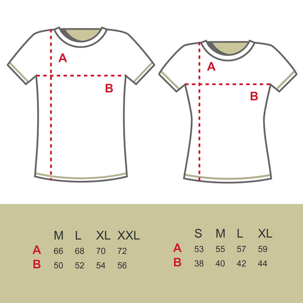 Tamaños de camiseta
 - Vector, Imagen
