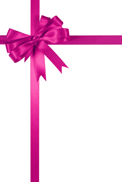 Shocking pink gift ribbon bow isolated on white background vertical - Foto, Imagem