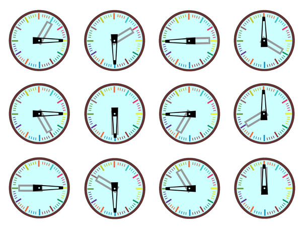 Vettore di orologi che indicano ogni quarto d'ora
 - Vettoriali, immagini