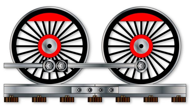 Pair Of Train Wheels - Vector, Image