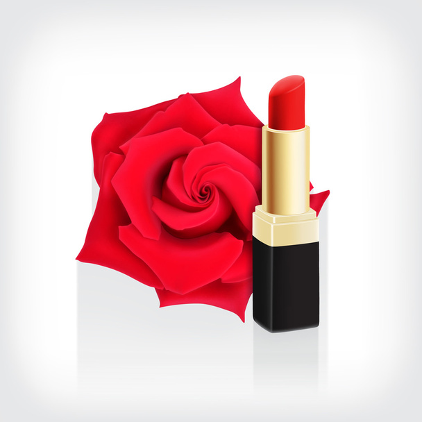 Rosa con lápiz labial rojo
 - Vector, Imagen