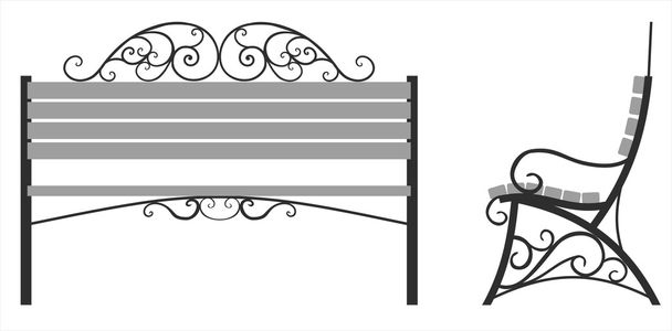 bench, sitting, seat, forging, wrought iron, railings, longing, forged products - Vector, Image