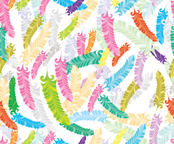 Abstract hand-drawing Seamless pattern with colorful feather - Вектор, зображення