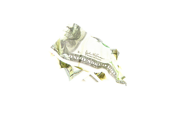 Zmięty bill sto dolarów - Zdjęcie, obraz