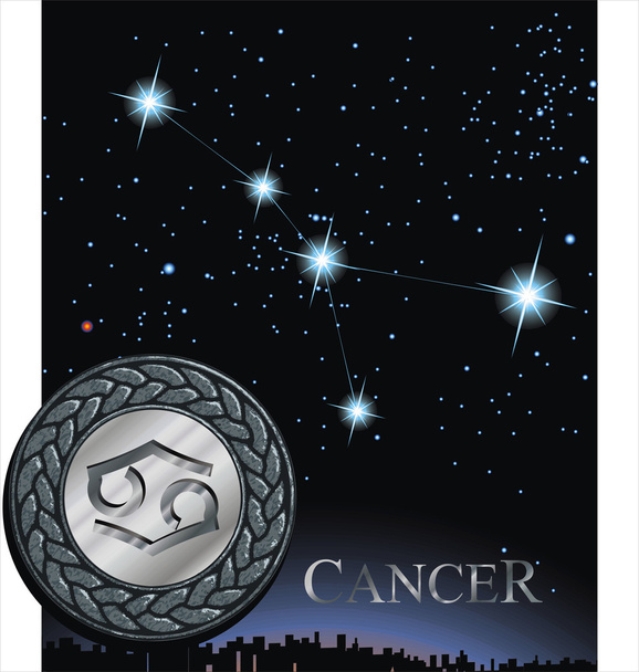 Illustration of Cancer zodiac sign. Crab zodiac poster. - Vector, Image